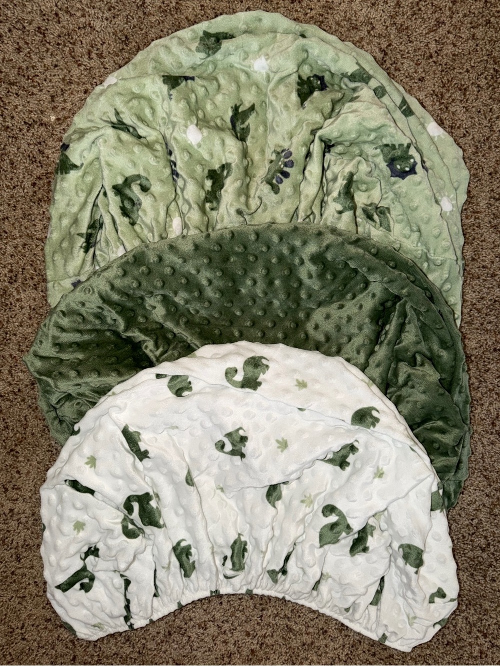 Green & White Minky Diaper Changing Cover/Bassinet  - Soft Textured Nursery Set